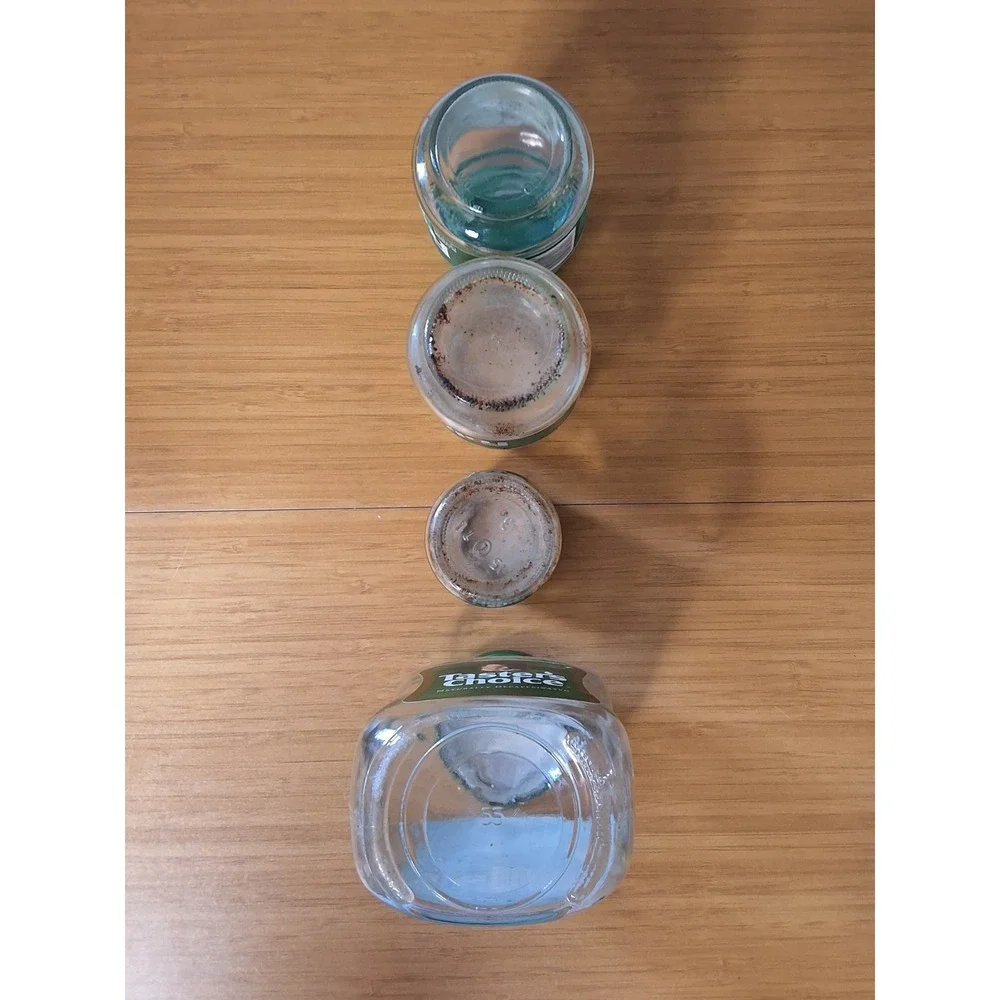 Vintage Coffee Jar Lot Folgers Tasters Choice Sanka Glass Jars with Lids 4pc
